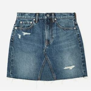 Everlane The Denim Reconstructed Mini Skirt Raw Hem Size 25